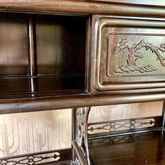 唐木家具  茶箪笥 飾り棚 和家具 　紫檀　幅83cm×奥行27cm×高さ96cm の画像