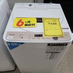 J9821　SHARP　シャープ　6.0kg洗濯機　ES-GE6...