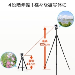 カメラ三脚 デジカメスタンド 4段伸縮 デジカメ&一眼レフ&ビデオカメラ対応 EZ2-CAM021Nの画像