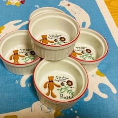 未使用希少可愛いテディベアのコキール器(オーブン用)5個セットの画像