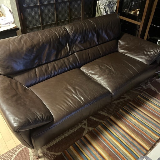 イタリア製本革2人掛けソファー