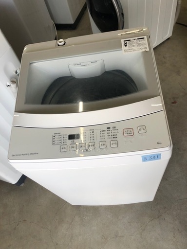 NO B331 ?福岡市内配送設置無料✨?洗濯機 中古 ニトリ NTR60  6.0kg ホワイト 送風 乾燥機能付き 全自動 一人暮