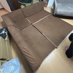 ソファベッド　分割タイプ　ブラウン