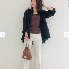 UNIQLO コットンギャザーブラウス　（長袖）　Lの画像