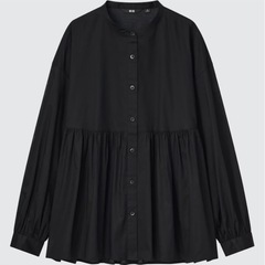 UNIQLO コットンギャザーブラウス　（長袖）　Lの画像