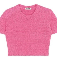 GROVE KNIT TOP ピンク ニット 半袖の画像