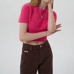 GROVE KNIT TOP ピンク ニット 半袖