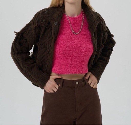 GROVE KNIT TOP ピンク ニット 半袖