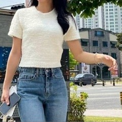 GROVE KNIT TOP ピンク ニット 半袖の画像