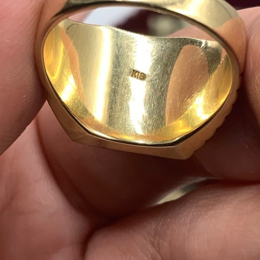 K18 印台　オニキス　リング　8.1g 約15号