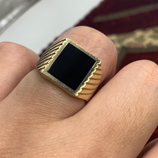 K18 印台　オニキス　リング　8.1g 約15号