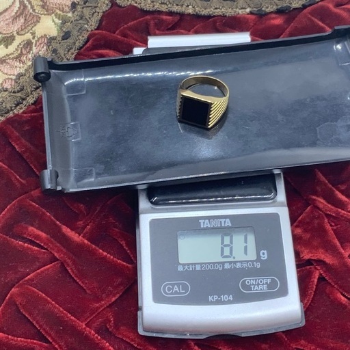 K18 印台　オニキス　リング　8.1g 約15号