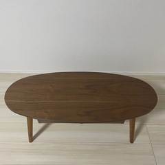ニトリ 引き出し付き楕円形センターテーブル 幅95cm (BR) 