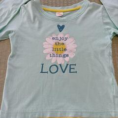 120cm 薄手ロンT 熊　水色　花柄の画像