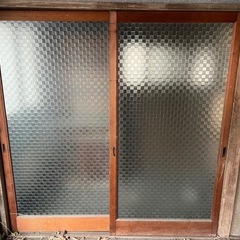 【GO-1080】ガラス戸 引戸 建具 格子模様 4枚 昭和レト...