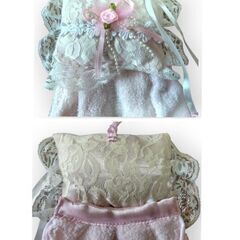 ☆【未使用】ハンドタオル レース装飾♡リボンの画像