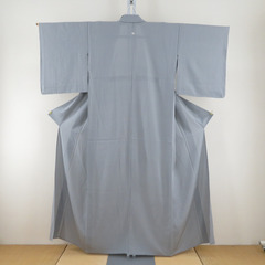 夏着物 色無地 絽 広衿 正絹 グレー 一つ紋 揚羽蝶紋 夏用 ...