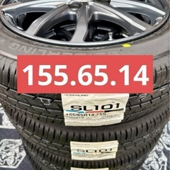 ⑤155/65R14新品タイヤ4本と中古美品ホイールとナット付きの画像