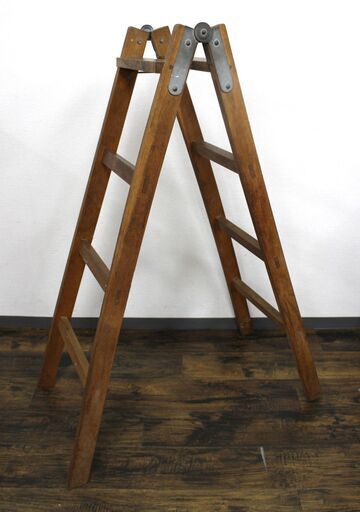 ≪ZS486ジ≫ウッドラダー 木製 梯子 ステップ ラック/シェルフ/飾り棚 ディスプレイ/什器 アンティーク/ヴィンテージ/昭和レトロ 傷有/現状品
