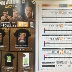 PRIME VIDEO BOXING 13 6月8日 ARIAKE COLISEUM NAKATANI vs NISHIDA TENSHIN vs SANTILLAN 中谷潤人 西田凌祐 那須川天心 坪井智也 増田陸　　の画像