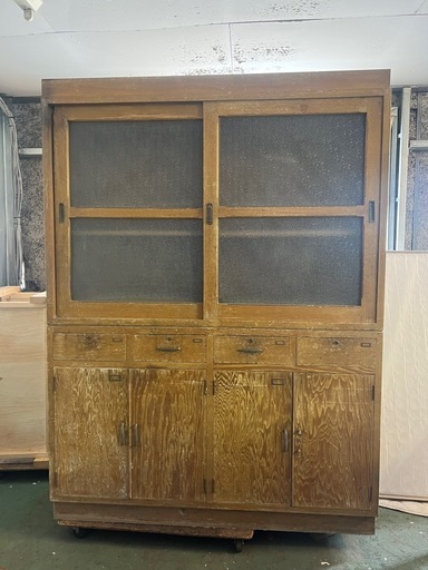 【GO-1004】水屋 食器棚 飾り棚 キャビネット 昭和レトロ アンティーク