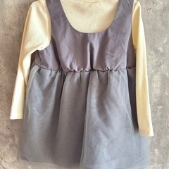 西松屋 グレー リボン付きワンピース チュール 95cmの画像