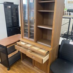 リサイクルショップどりーむ鹿大前店　No2106 食器棚　キッチンボード　ブラウン　木目がオシャレ♪の画像