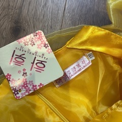 プリンセススタイルの黄色いドレス 130cm 結婚式　ディズニー　子供用ドレスの画像