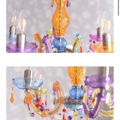 【新品未使用】LEDライト付・多色シャンデリア・5灯の画像