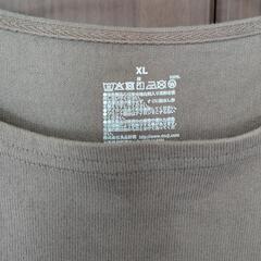 無印　太番手天竺編みボートネック長袖Ｔシャツ　ＸＬ　モカブラウンの画像