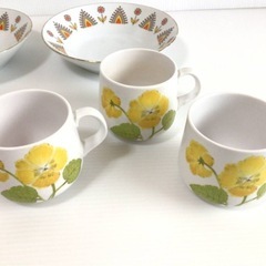 Y231 まとめて！6点セット‼︎ Noritake/ノリタケ パーティーセット FLOWER TIME 他 長皿 中皿 カップ 花柄 訳あり 現状品の画像