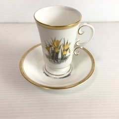 　X098 ROYAL WORCESTER/ロイヤルウースター カップ＆ソーサー 花柄 金彩 アンティーク 現状品の画像