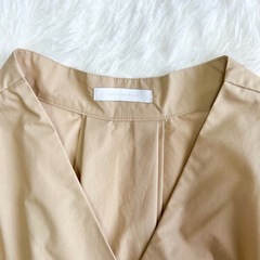 【AMERICAN HOLIC】シャツワンピース ベージュ 2way リボン付きの画像