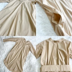 【AMERICAN HOLIC】シャツワンピース ベージュ 2way リボン付きの画像