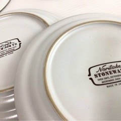 X109 Noritake/ノリタケ STONEWARE/ストーンウェア プレート 4枚 刻印反転あり(鏡文字バックスタンプ) ブルー 現状品の画像