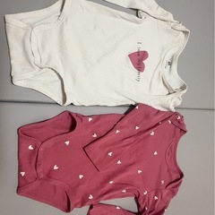 H&M ベビー 長袖ボディスーツ 2枚セット ハート柄 90cm相当