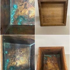 ①昭和レトロ 木製 角火鉢 手火鉢  囲炉裏 古民家 古道具アンティークの画像