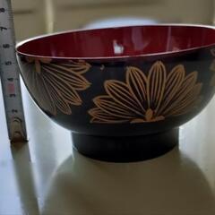黒と赤の花柄汁椀 6個セットの画像