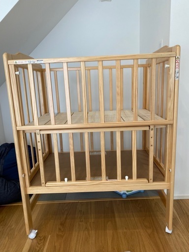 カトージ（KATOJI）ハイシート ミニベビーベッド(収納板付き) ナチュラル