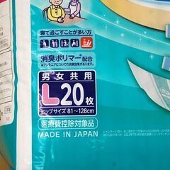 新品 20枚入り Lサイズ 大人用紙おむつ  のびーるフィット うす型軽快 テープ止め ライフリー 札幌市 清田区 平岡の画像