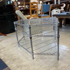 T2506-208 コーナーラック メタルラック 2段 キズ汚れ有り　の画像