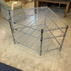 T2506-208 コーナーラック メタルラック 2段 キズ汚れ有り　