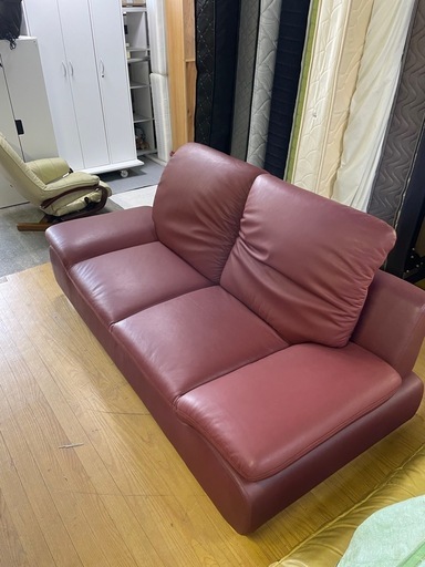 2人掛けレザー調ソファー