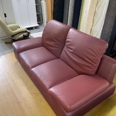 2人掛けレザー調ソファー