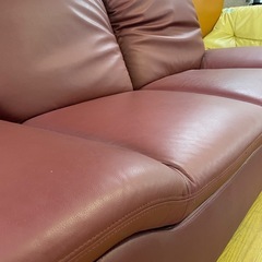 2人掛けレザー調ソファー