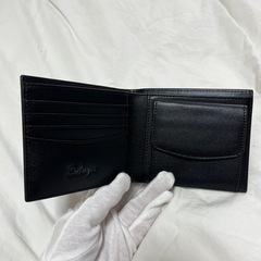 新品　本革 二つ折り財布 メンズ 父の日 高級 ビジネス財布 スキミング防止 ブラックの画像