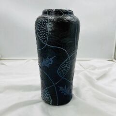 【❗️✨現品限り✨❗️】壺屋焼✨ 高安禧鸛 作 魚紋 壺🏺手作り陶器✨ 花器 インテリアに❗️の画像