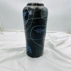 【❗️✨現品限り✨❗️】壺屋焼✨ 高安禧鸛 作 魚紋 壺🏺手作り陶器✨ 花器 インテリアに❗️の画像