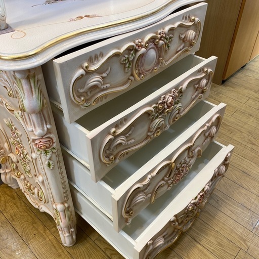 12/15値下げしました！?ロココ調?プリンセス?4段チェスト  ニューべステアパリジーノ 収納 姫家具 レール引き出し NO.227