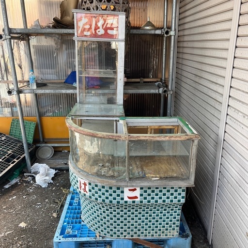 【引き取り限定】アンティーク 昭和レトロ たばこ カウンターショーケース 飾り棚 タイル張り 